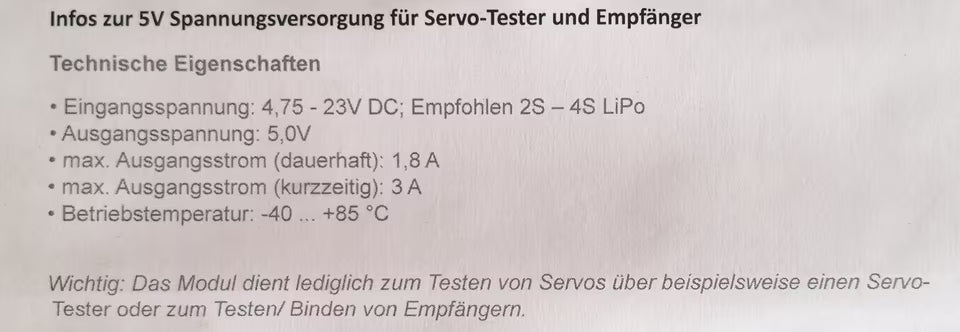 5V BEC für Servotester